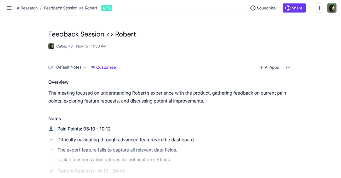 User Interview Summaries